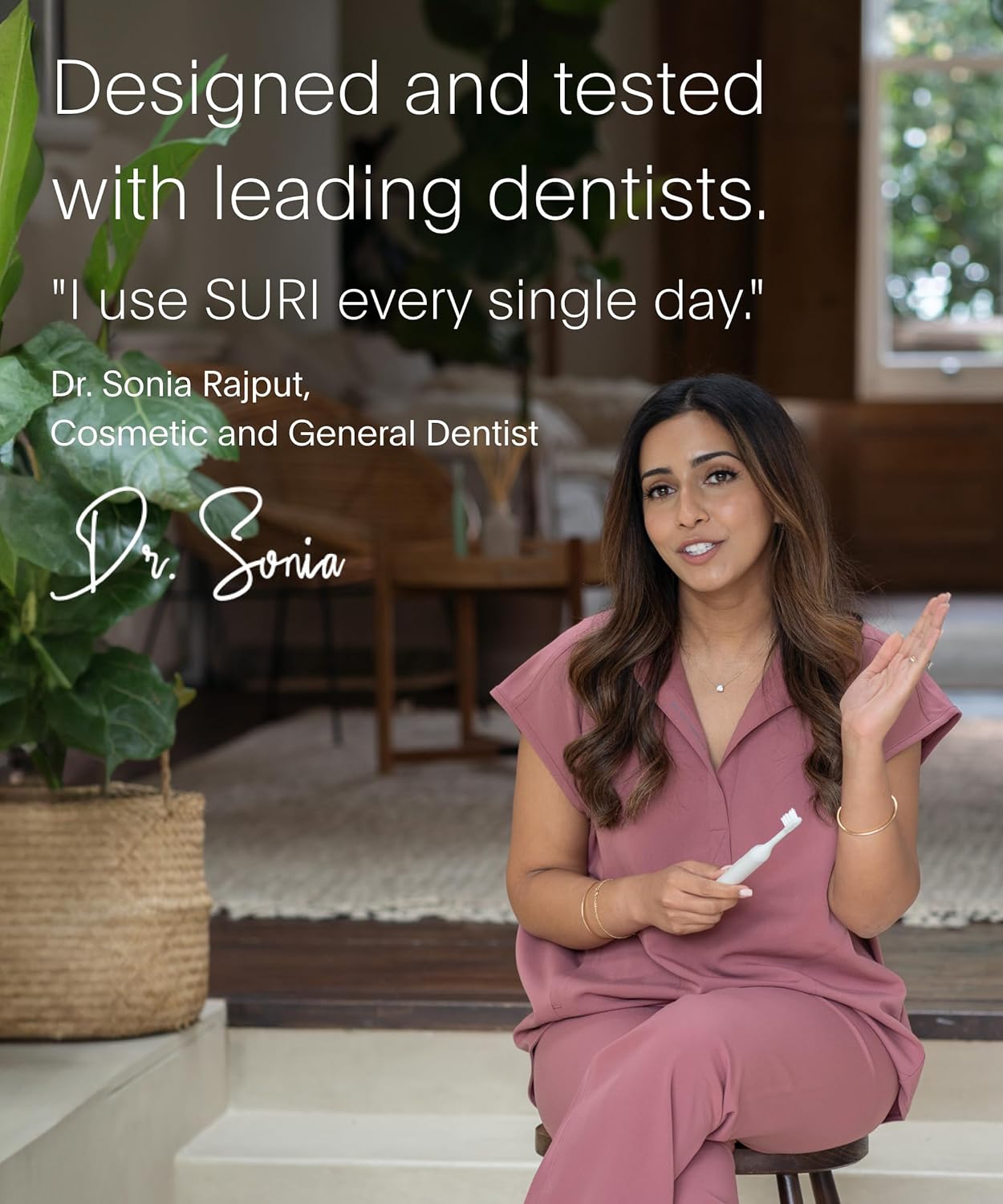 SURI 1.0 Sonic Electric Toothbrush |1 Month+ Battery | Designed in California | Sustainable Electric Toothbrush for Adults | Travel Toothbrushes | Tooth Brush | White
