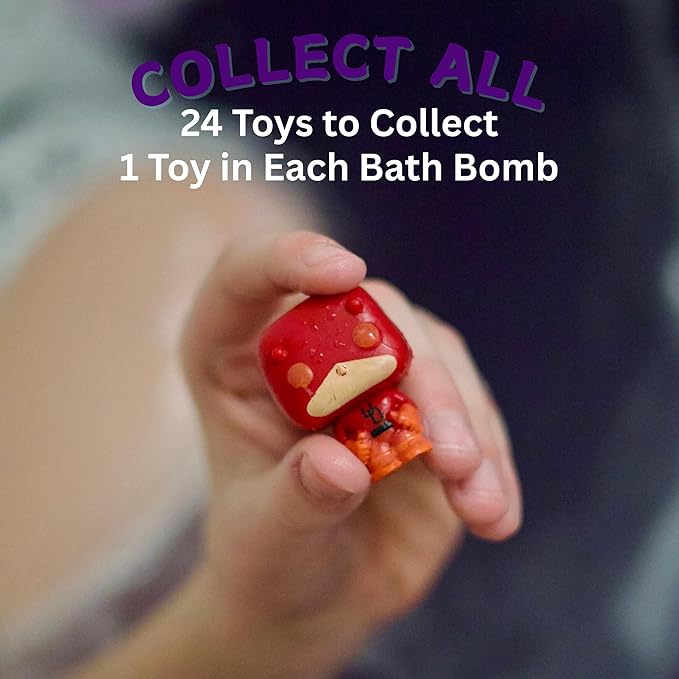EvolutionUSA 1pc Epic Superhero Bath Bombs for Kids, Super Hero Bath Bomb with Toy Inside, Lush Childrens Bathbomb, Organic Bathbomb with Surprise Inside, Fizzy Fun Superhero Bath Ball Bath Toy