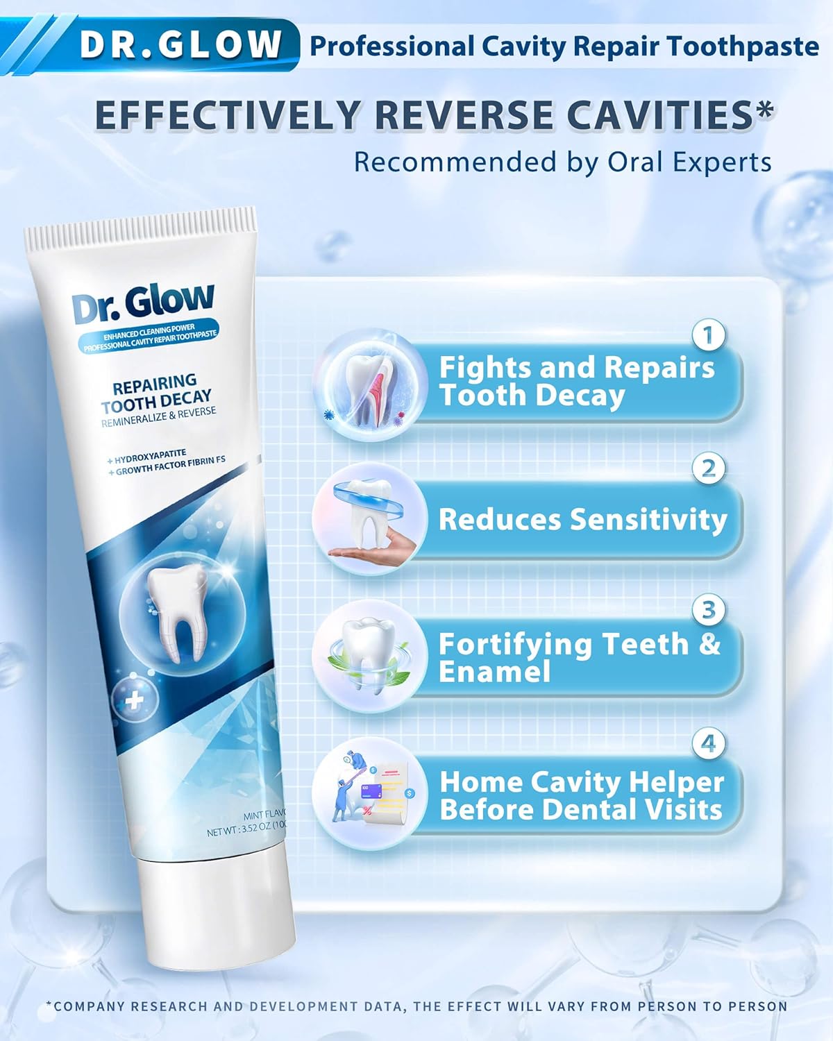 Adult Cavity Repair Toothpaste, Cavity Reversing Hydroxyapatite Toothpaste, Cavity Filler for Tooth Remineralization, Tooth Decay Treatment Repair, Enamel Repair Cavity Remover, 3.52oz X 2