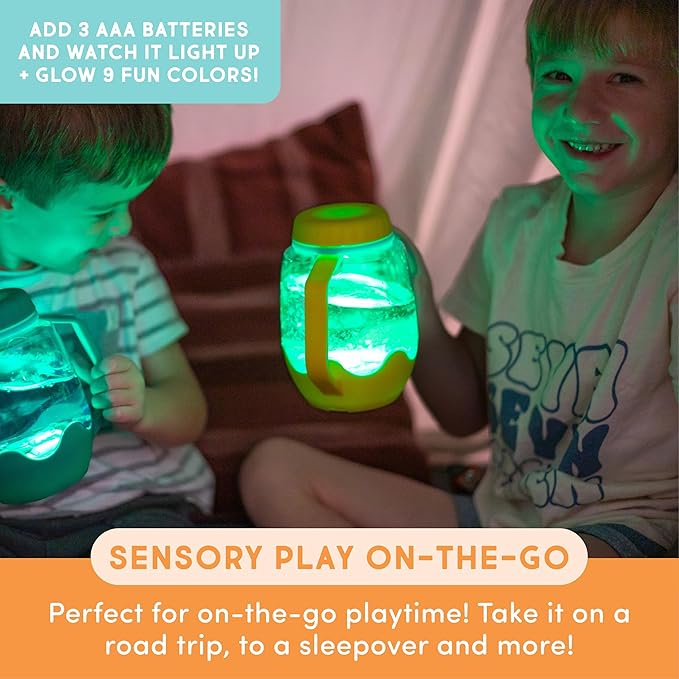 Glo Pals Play Pack Bundle with Sensory Play Jar, Water-Activated Light-Up Cubes, and Fun Fillers - Sensory Toys for Toddlers - Sensory Toy Kit with Light Up Cubes for Bathtub - Easy as ABC