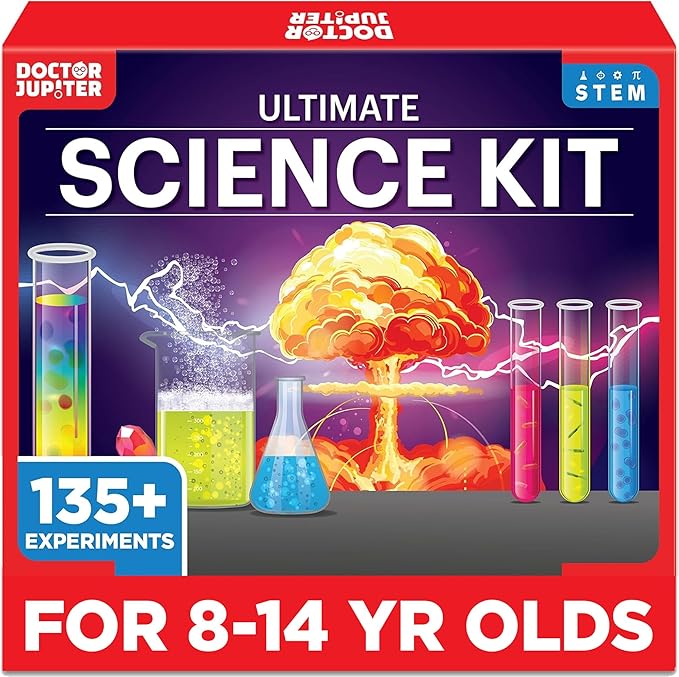 Doctor Jupiter Ultimate Science Kit, Chemistry Set for Kids Ages 8-10-12-14 Ideas for Boys & Girls 8,9,10+ Years Old| STEM Toy with 135+ Experiments| Learning & Educational Projects