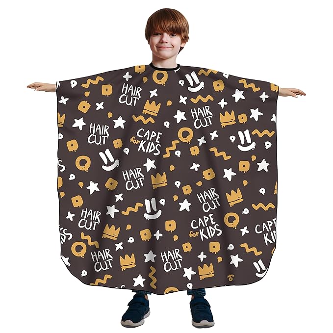 Barber Cape for Kids, Hair Cutting Cape, Professional Salon Hairdressing Cape for boys, Waterproof & Light Weight & Machine Washable - 39”× 51”（Crown Pattern）