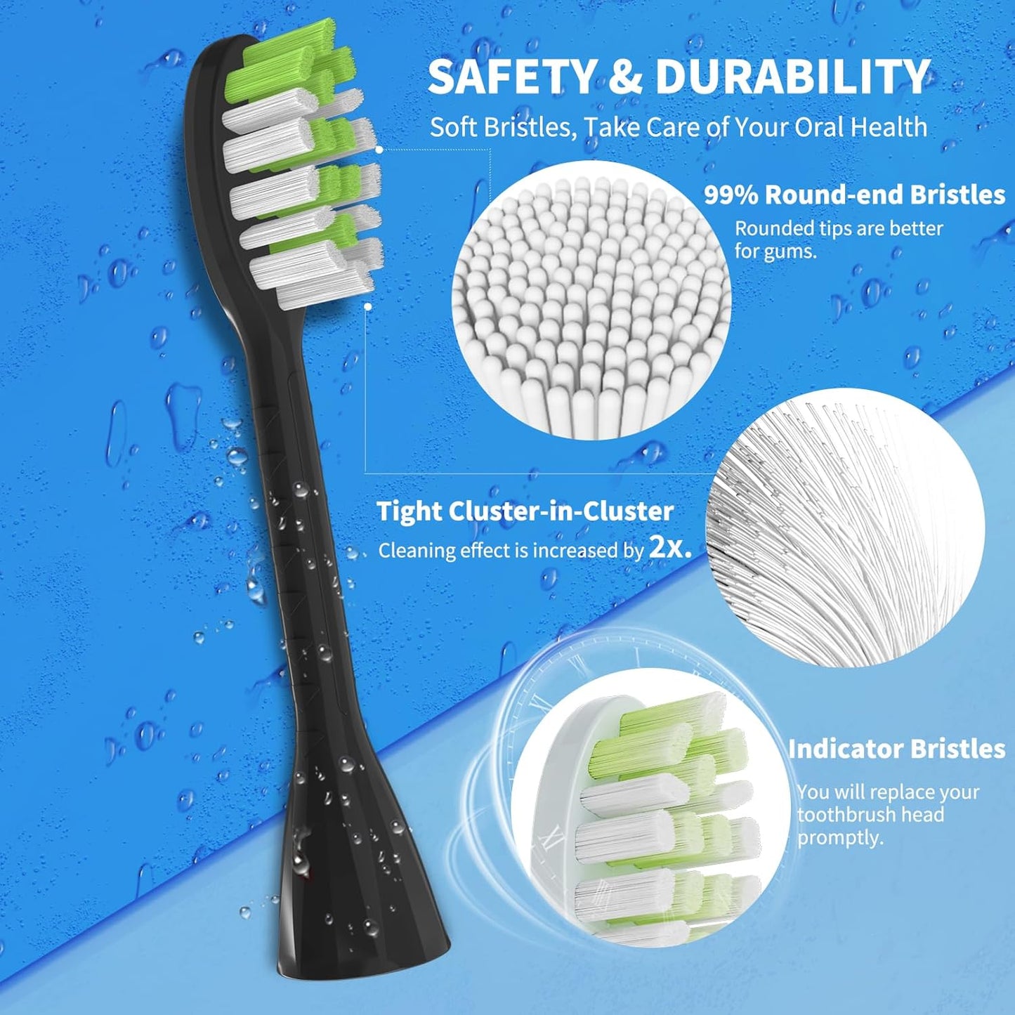 Toothbrush Replacement Heads Compatible with Philips One Series Sonicare Rechargeable Toothbrush HY1200/06 BD1003/AZ, 10 Pack Replacement Heads, Soft Bristles, Black