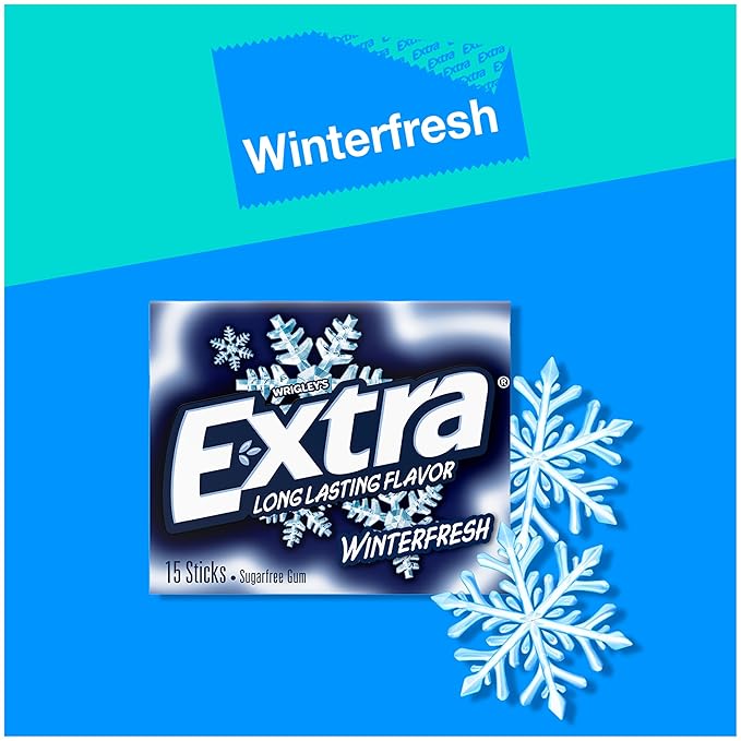 Extra Gum Winterfresh Sugarfree, Bulk, Individually Wrapped, Perfect for Fresh Breath at School, Work, and Travel 15 Count, Pack of 10