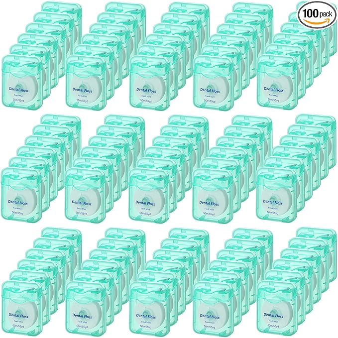 Mimorou 96 Pack Dental Floss Bulk Mint Flavored Floss 50m Each Travel Dental Oral Care for Teeth and Gum Protection(Mint Green)