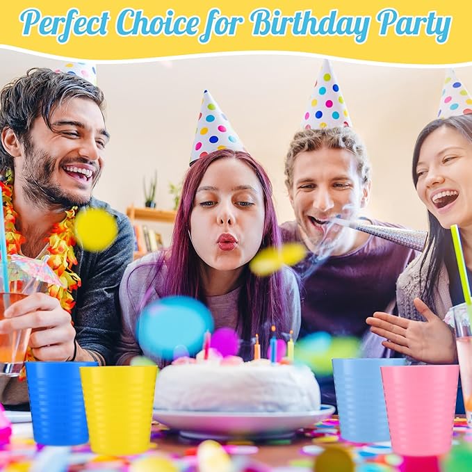 Eccliy 36pcs 8 oz Christmas Cups Unbreakable Plastic Stackable Juice Reusable Tumblers Bulk Plastic Drinking Cups for Kid Toddlers Baby Kid, Dishwasher Safe(Elegant Color)