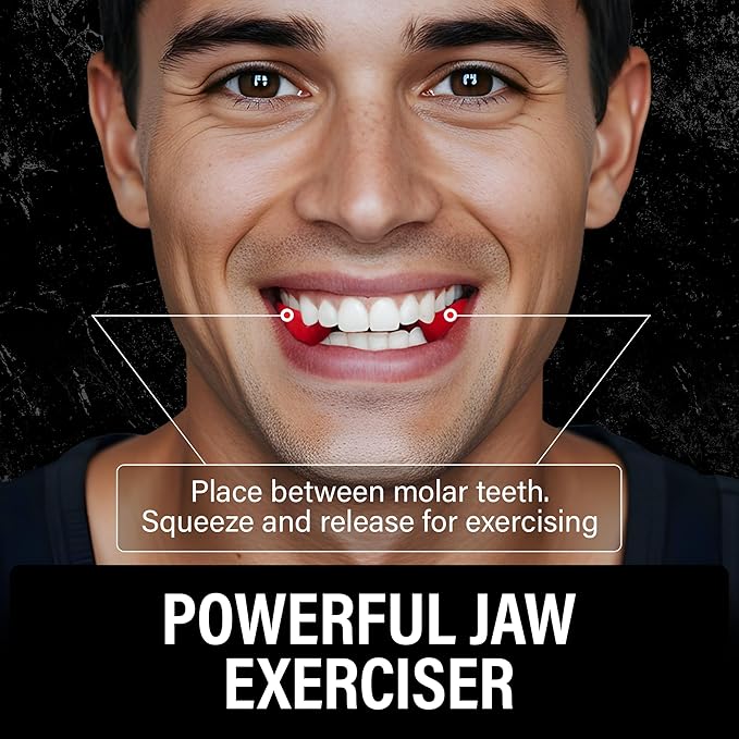Jaw Exerciser for Men & Women | 4 Resistance Levels Silicone Jawline Shaper Set | Core Strength Upgraded Model | Powerful Jaw Trainer for Multiple Strength Levels | Slims & Tones the Face