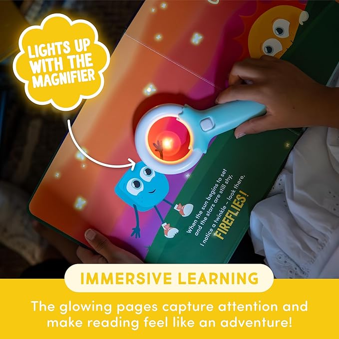 Glo Pals Blair Bath & Bedtime Bundle - Light Up Bath Toy with 1 Interactive Book, 2 Light Cubes & 1 Magic Magnifier - Toddler Bath Toys Set with Storybook Character - Educational Kids Bath Time Fun