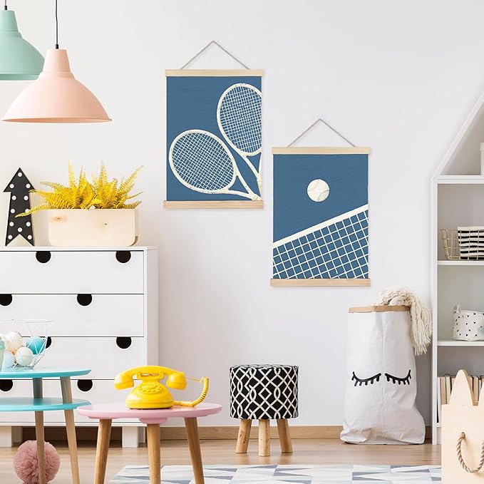 FDHSPAAM Tennis Ball Wall Art Decor, Sports Posters, Tennis Lover Player Gifts Wall Art Posters for Boys Bedroom Gym Sports Room Man Cave, 12x16 Inch Set of 2