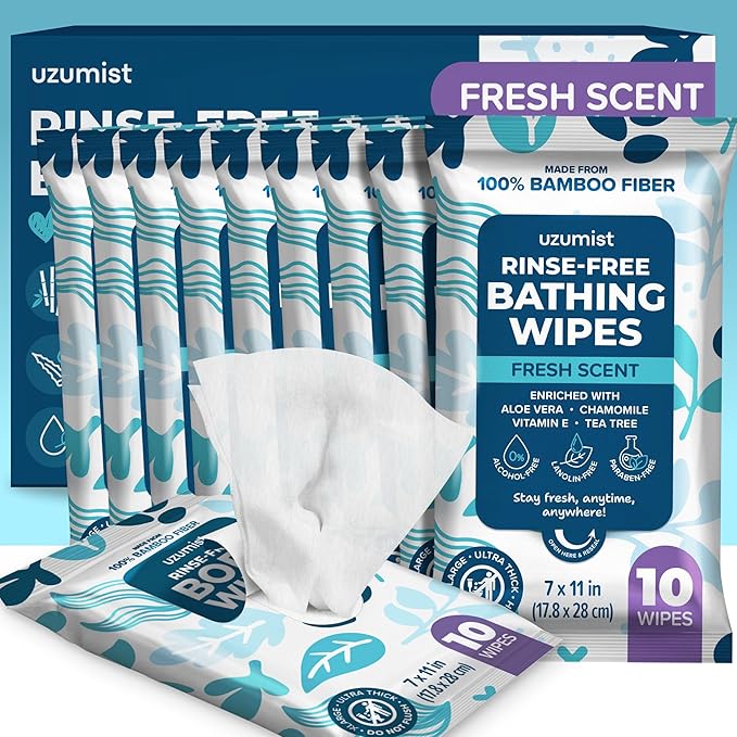 Body Wipes For Adults Bathing No Rinse 100pc XL - Ultra Thick Shower Travel Wipes For Personal Cleansing & Hygiene Essentials, Elderly Care, Incontinence Disposable Washcloths For Women Men