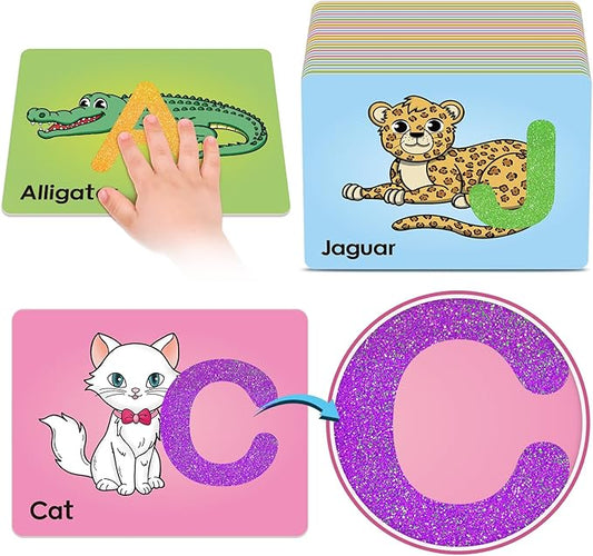 Sandpaper Letters Cards for Toddlers 3+,Word Games,Speech Therapy Toys for 3 4 5,Sensory Products, Educational Flash Cards,Learn Animals and Others