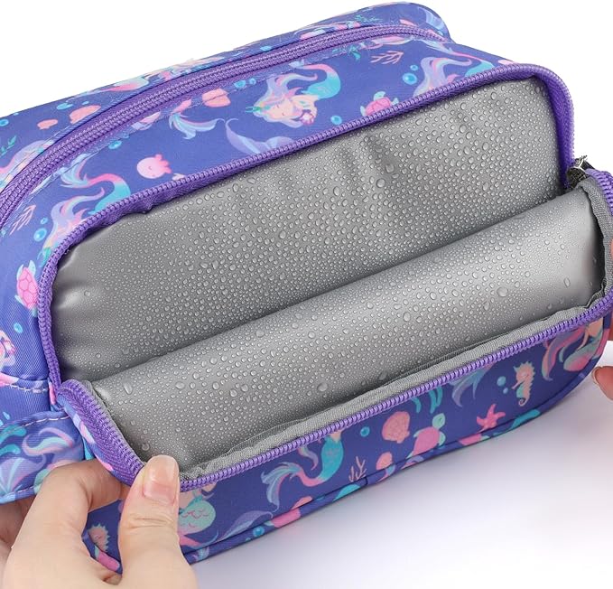 Mermaid Kids Toiletry Bag for Girls, Travel Toiletry Bag for Little Young Girls Cosmetic Bag Makeup Bag Waterproof Hanging Wash Bag Toddler Toiletries, Purple