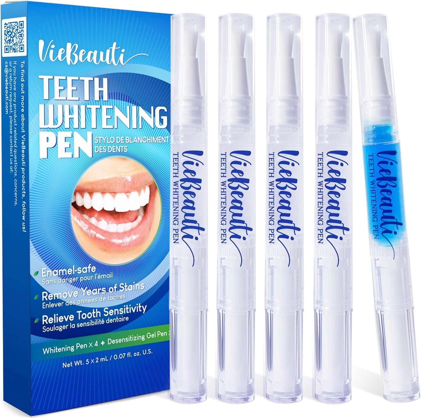 Teeth Whitening Pen Gel Kit: 35% Carbamide Peroxide Gel for Stain Removal - No Sensitivity with Remineralizing Pen for a Brighter Whiter Smile Mint (5 Pack)