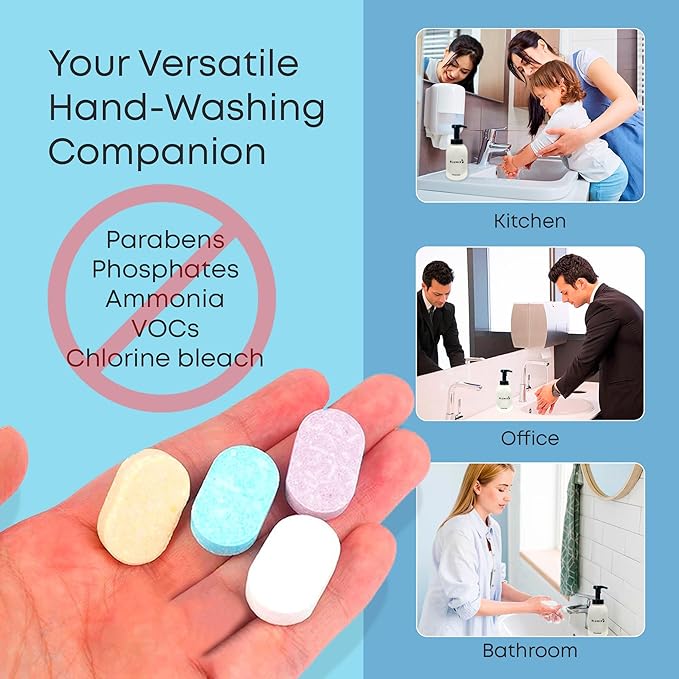 Foaming Hand Soap Tablet Refill – 6 Pack | Eucalyptus Scent | Eco-Friendly, Plant-Based, Plastic-Free, Non-Toxic, Just-Add-Water Refill Tablets for Zero Waste Hand Washing