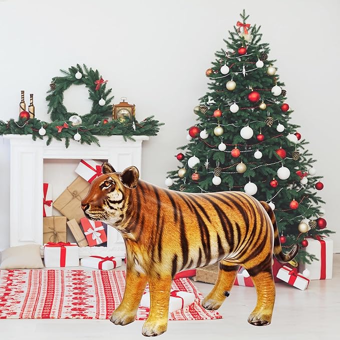 Jet Creations Tiger Inflatable 40"L x 20"H – Blow Up Animal Toy for Kids 3+ – Safari Party, Birthday, Holiday & Halloween Decor, Yard Display, Pool Play, VBS, Orange with Black Stripes, 1 PC