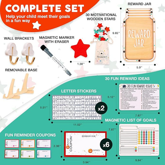 The Best Magnetic Reward Jar - Reward System for Kids with Strong Magnet, Star Jar Reward System Magnetic for Promoting Good Behavior at School or Home