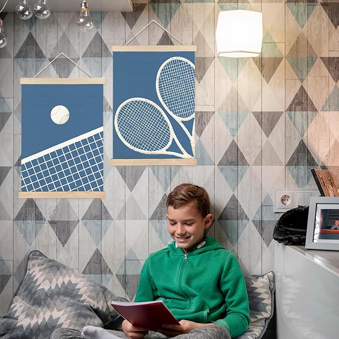 FDHSPAAM Tennis Ball Wall Art Decor, Sports Posters, Tennis Lover Player Gifts Wall Art Posters for Boys Bedroom Gym Sports Room Man Cave, 12x16 Inch Set of 2