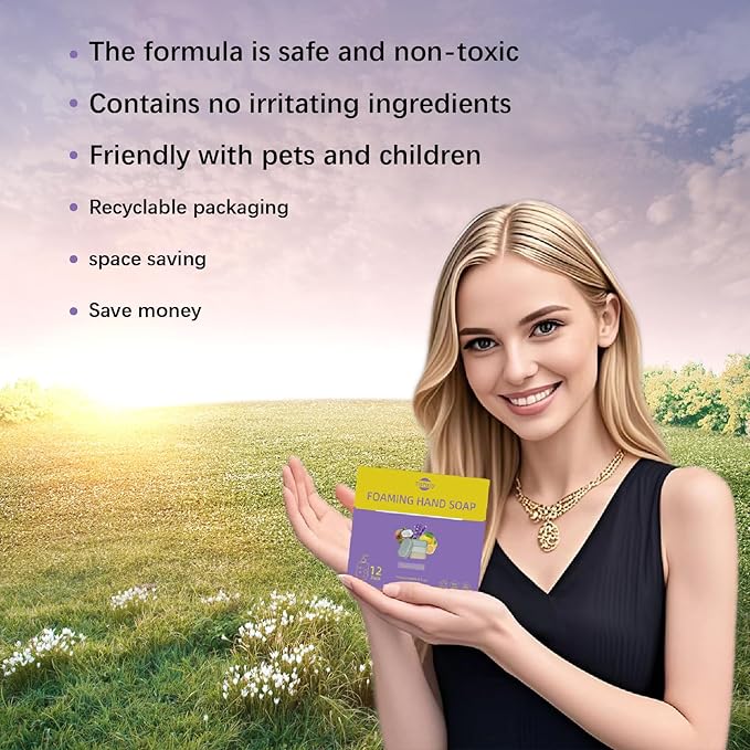 Foaming Hand Soap Tablet Refills - 12 Count- 96 fl oz total (12x 8 fl oz) - Eco-Friendly Foaming Hand Soap Refill - Gentle on Hands, Kind to Earth - Unscented