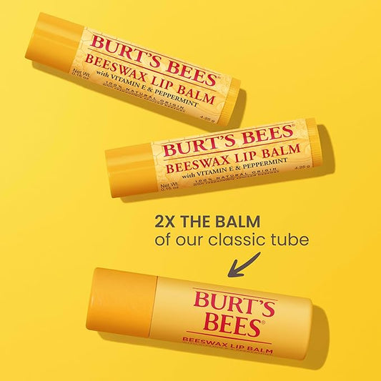 Burt's Bees Moisturizing Lip Balm, 2 Original Beeswax and 1 Vanilla Bean, 100% Natural Origin, 0.34 Ounce Each, 3 Paper Tubes, Pack May Vary