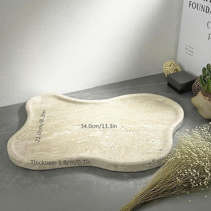 Natural Travertine Tray (Beige (Slightly White))