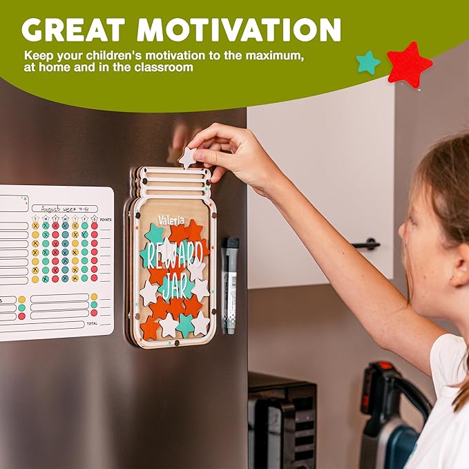 The Best Magnetic Reward Jar - Reward System for Kids with Strong Magnet, Star Jar Reward System Magnetic for Promoting Good Behavior at School or Home