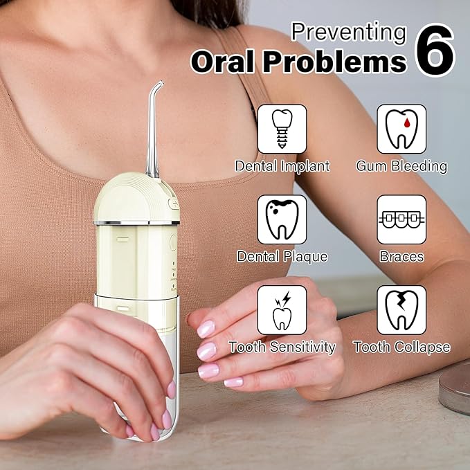 Portable Water Flosser for Teeth,Cordless & Portable Collapsible Oral Irrigator Water Teeth Cleaner Pick for Braces Dental Hygiene, 3 Modes & IPX7 Waterproof Rechargeable Water Flosser Dental Pick