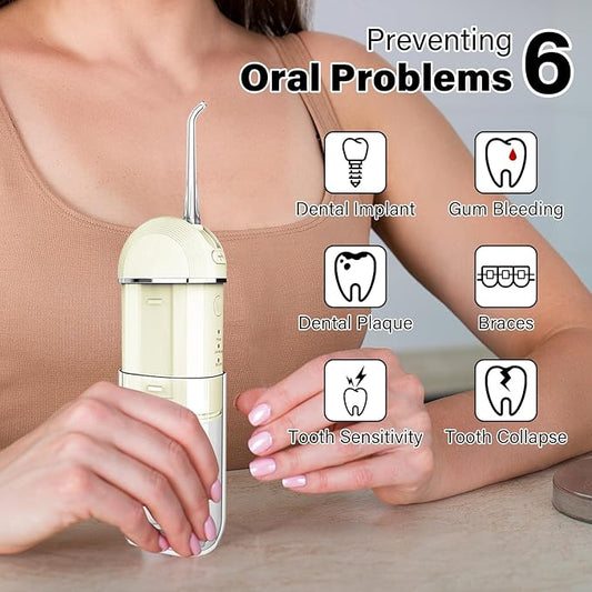 Portable Water Flosser for Teeth 2 Pack, Cordless & Portable Collapsible Oral Irrigator Water Teeth Cleaner Pick for Home Travel Use,3 Modes & IPX7 Waterproof Rechargeable Water Flosser Dental Pick