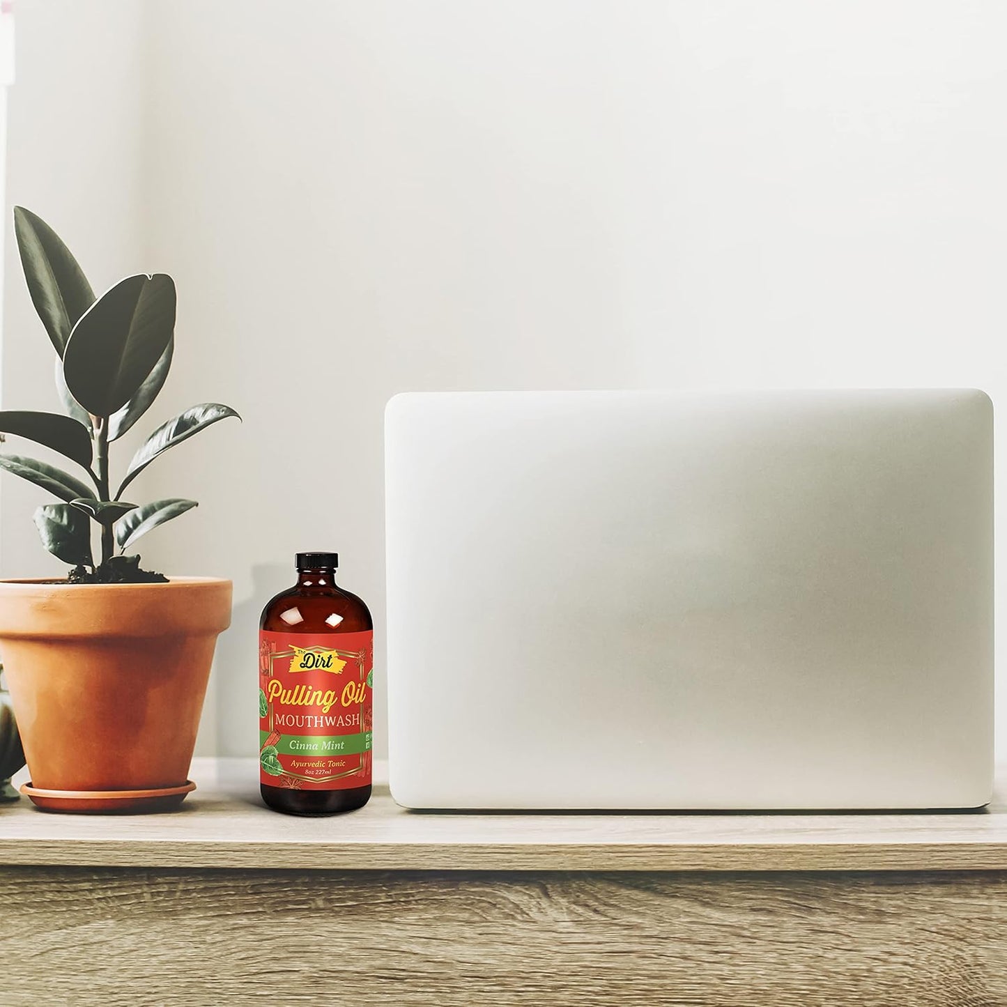 THE DIRT Oil Pulling Mouthwash - Gluten Free - Removes Plaque, Tartar, Bad Breath & Whitens Teeth (Cinna Mint, 8 Ounce)