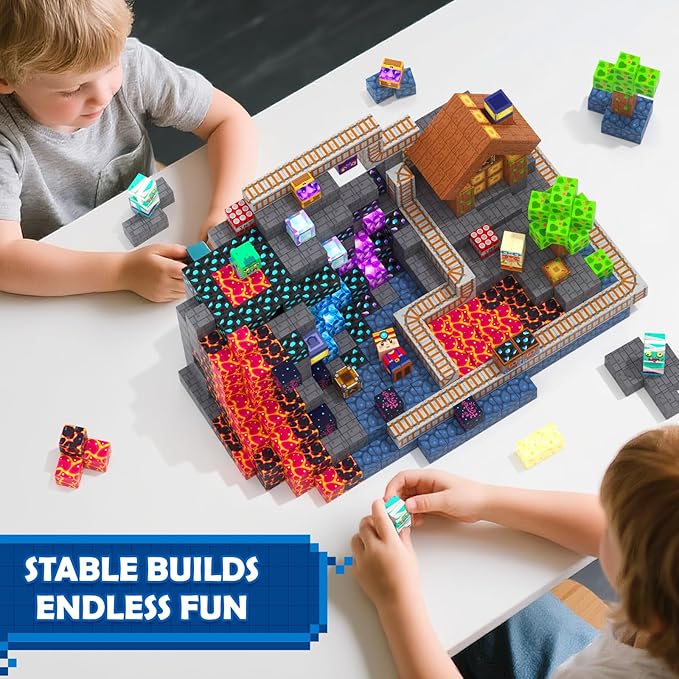 Coodoo Magnetic Blocks Mine Magnet World Kids Toys, Magnetic Building Blocks STEM Outdoor Toys for 3-5 5-7 4-8 Years Old Boys & Girls, Sensory Kids Games and Birthday Gifts for Age 3+ Years Old