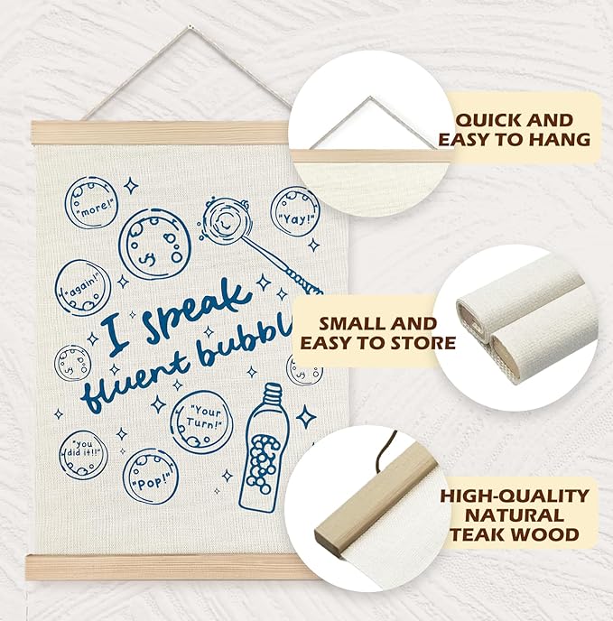 Yomisex Blue Speech Therapy Wall Art Poster, Speech Therapist Gift, Slp Gifts, I Speak Fluent Bubble Mental Health Wall Art Framed for Counselor Therapy Office Decor, 12x16 Inch