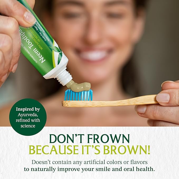 Neem Fluoride Free Toothpaste - Adult and Children Friendly - 100% Vegan Natural Toothpaste, Gluten Free, No Artificial Ingredients - Supports Daily Gum Care - with Clove & Stevia (2 Pack)