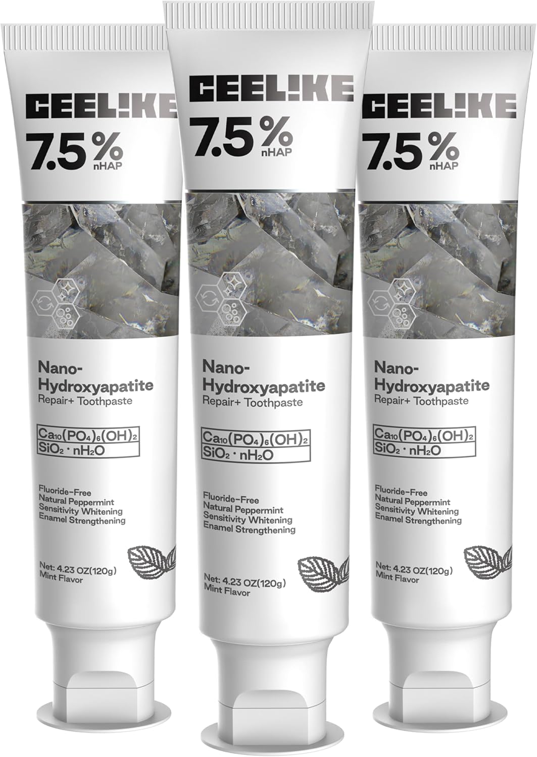 7.5% Hydroxyapatite Toothpaste – Strengthens Enamel, Protects Gums & Freshens Breath – Fluoride-Free, Ideal for Sensitive Teeth, 120g (3)