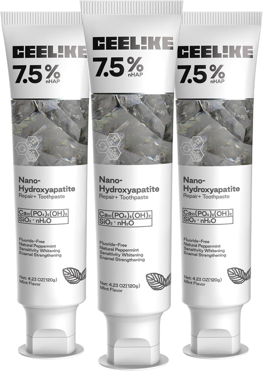 7.5% Hydroxyapatite Toothpaste – Strengthens Enamel, Protects Gums & Freshens Breath – Fluoride-Free, Ideal for Sensitive Teeth, 120g (3)