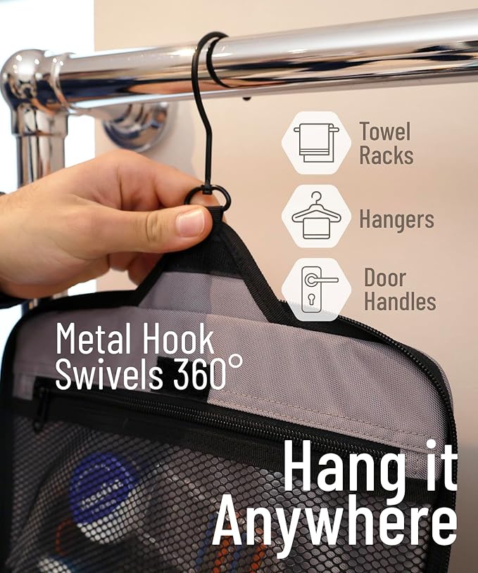 DD D&D Wanderlust D&D Hanging Travel Toiletry Bag for Men and Women – Cosmetics, Makeup and Toiletries Organizer Kit with 10 Compartments