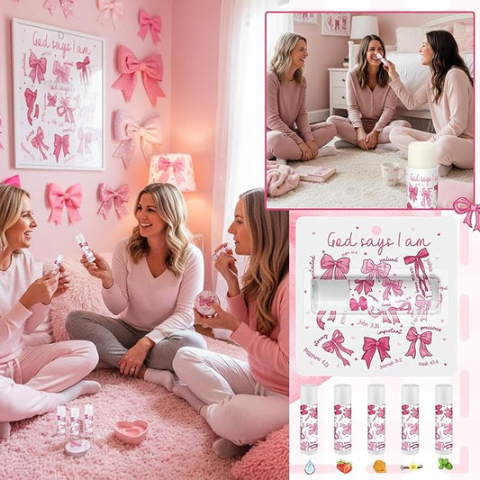 25 Pack Christmas Bow Gifts Religious Bible Verse Lip Balms Bulk 5 Flavor for Women Men Christian Religious Church Party Favors with Scripture Inspirational Gifts for Coworkers Staff