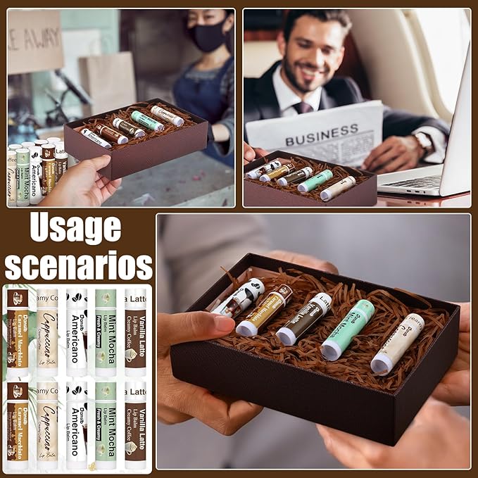 25 Pack Christmas Coffee Flavor Lip Balms Favors Bulk Coffee Lovers Gifts Cocoa Bar Party Favors Vanilla Latte Christmas Party Gifts Stocking Basket Stuffers for Women Men