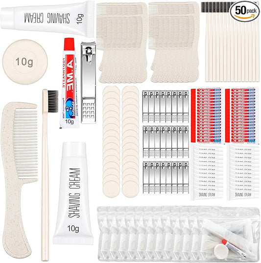 Panitay 50 Sets Disposable Travel Toiletry Kit Hotel Hygiene Kit Disposable Toothbrush Bulk Include Toothpaste Comb Soap for Travel Hotel Homeless Shelter Camping