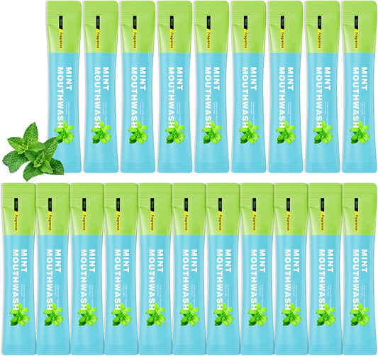 Mini Mouthwash Travel Size,Mint Flavor Portable Individual Travel Mouth Wash for Fresh Breath, Refreshing Long Lasting Gentle Oral Care Mouthwash Packs(Pack of 20)