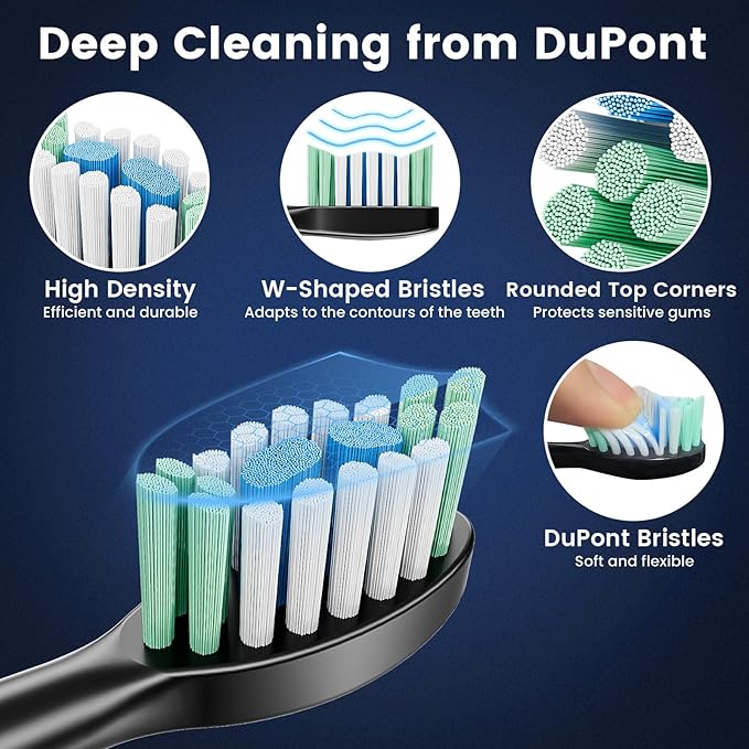 Betterchoi Sonic Electric Toothbrush for Adults, USB Rechargeable Toothbrush - 41,000 VPM Maglev Motor - 4 Brush Heads - IPX7 Waterproof, 180-Day Battery Life, 5 Cleaning Modes & Smart Timer, Black