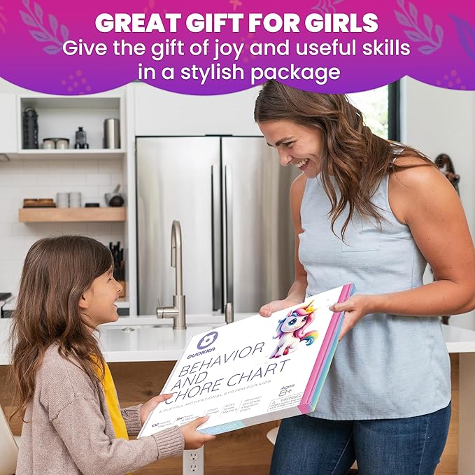 QUOKKA Magnetic Kids Chore Chart - Behavior Chore Chart for Kids at Home - Pink Reward Visual Schedule - Dry and Erase Routine Responsibility - Use 99 Magnets Markers Stickers - from Toddlers to Teens