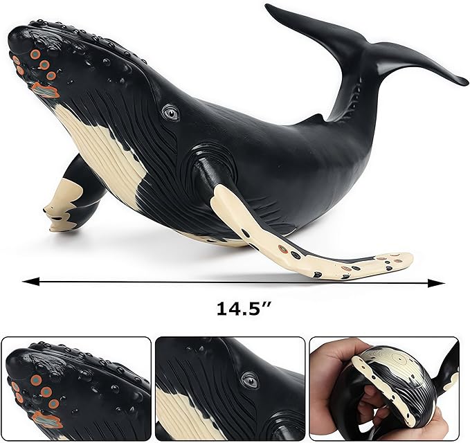 Gemini&Genius Humpback Whale Action Figure, Sea Animal Orca Blackfish Toys, Soft Rubber Ocean Shark, Great for Kids Bath Toys Swimming Toys, Beach Toys, Perfect Cake Coppers