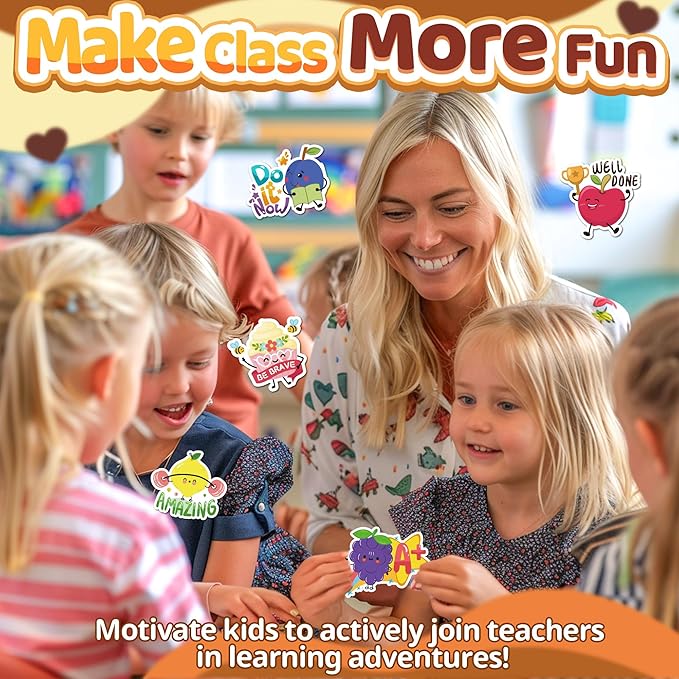 300PCS Large Scratch and Sniff Scented Stickers for Kids, Incentive Smelly Summer Sticker, Motivational for Kids, Bigger Reward Stickers for Student Classroom Must Haves School Supplies