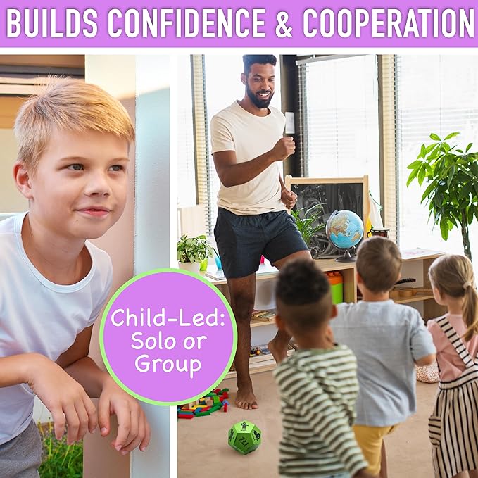 Movement Dice - Preschool Play Equipment & Recess Toys for Elementary Outside Gymnastics Games, Exercise Dice for Kids as Gross Motor Toys, PE Equipment for Outdoor & Indoor Recess Classroom