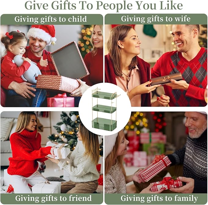 3 Tier Glam Bathroom Counter Organizer with Hair Dryer Holder, Cosmetics & Skincare Shelf, Makeup Organizer, Perfume Tray (Green)