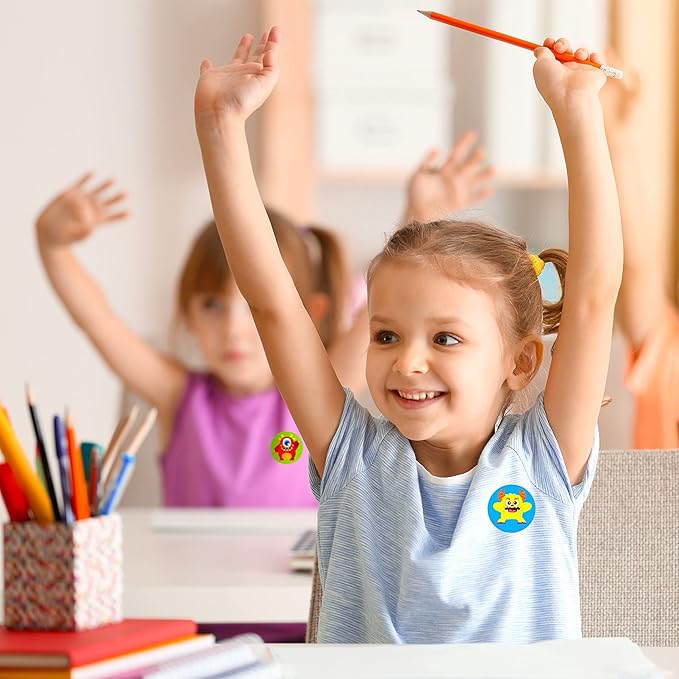 600 PCS Cartoon Monster Stickers for Kids, Party Decoration Teacher Reward Encouragement Motivational Decals 16 Designs Value Pack (1.5" in Diameter)