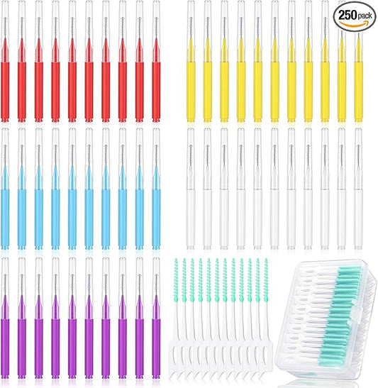 Zopeal 250 Pcs Interdental Brush for Braces Disposable Braces Flossers Dental Picks Floss Toothpick Dental Teeth Flossing Head Oral Hygiene Flosser Toothpick Soft Cleaning Tool (Stylish Color)