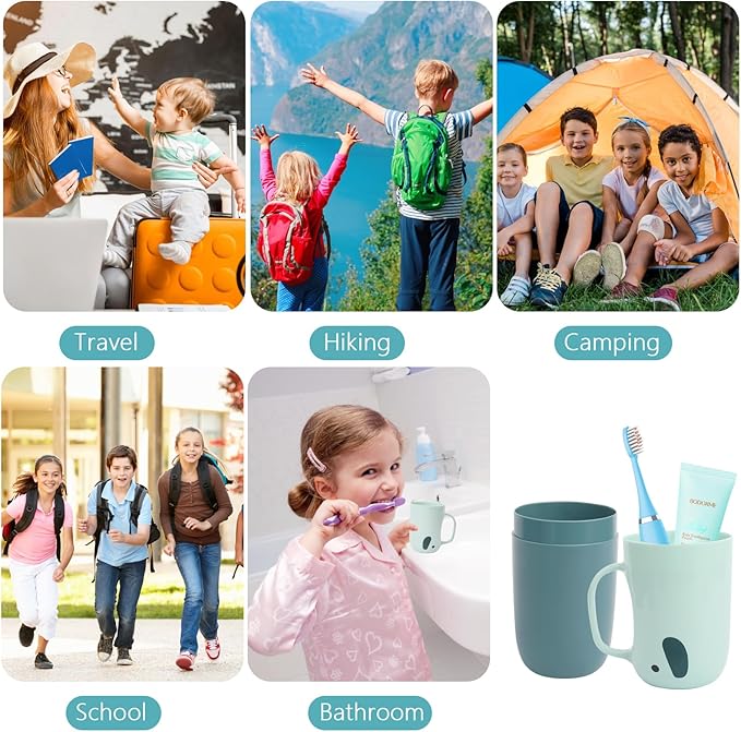 Toothbrush Travel Case, Removable and Portable Toothbrush Holder Cup, Use for Travel, Hiking,Camping, School, Bathroom, Cute and Playful Elephant Styling for Kids and Teens (Blue)