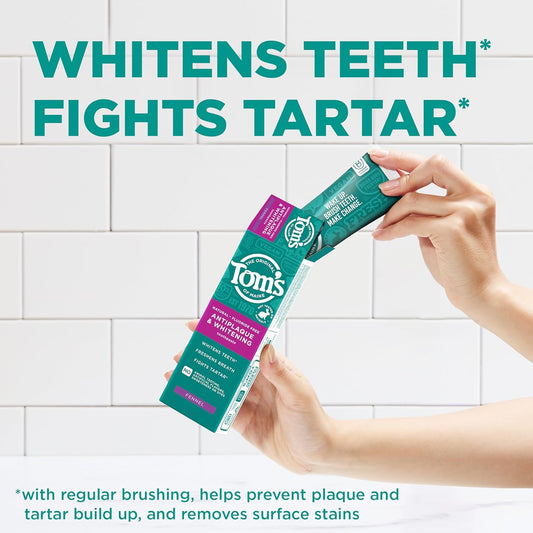 Tom’s of Maine Antiplaque and Whitening Toothpaste, Fluoride Free, Fennel, 3 Pack, 4.5 Oz