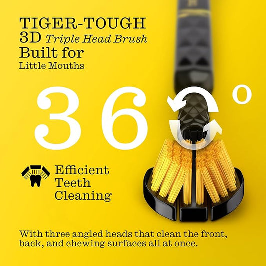 Twice Twice Kids 3D Triple-Head Toothbrush – Gentle, Soft Bristles for Braces, Aligners, and Sensitive Gums, Fun Design for Effective Plaque Removal & a Fresh, Clean Smile, 2 Count