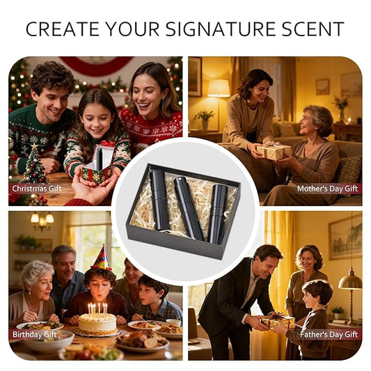 Travel Perfume Bottle Refillable for Cologne Atomizer - Stocking Stuffers for Men, Christmas Gift Set for Adult, White Elephant Gifts for Teens Girls, Thanksgiving Day, Birthday for Women 3PCS Black